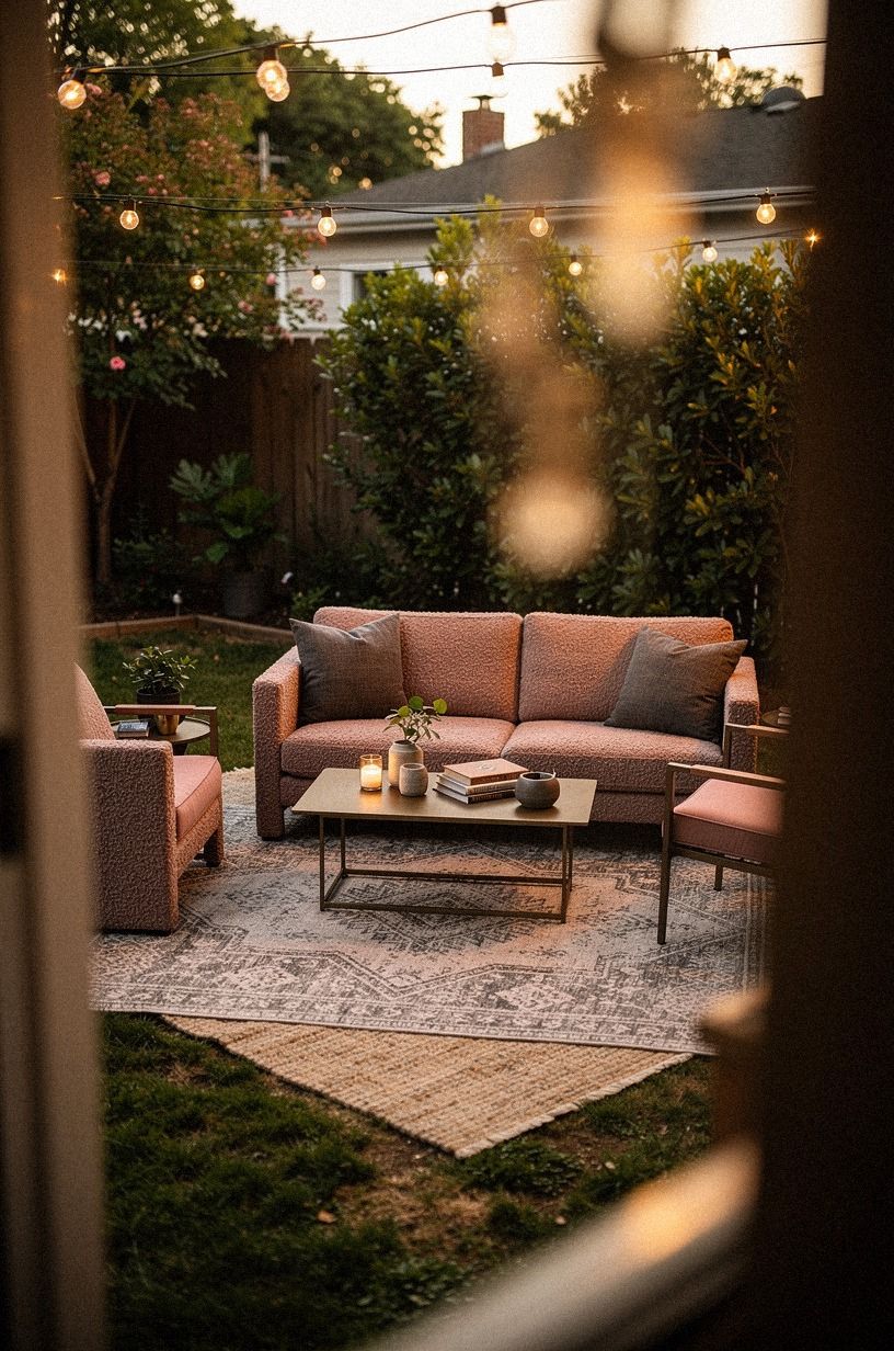 Anchor the seating with an outdoor rug