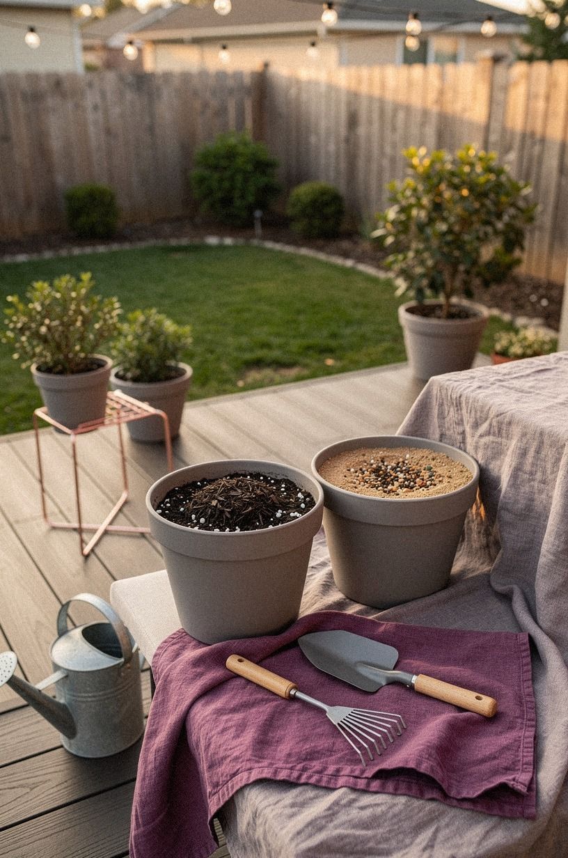 What belongs in the two-container soil system?