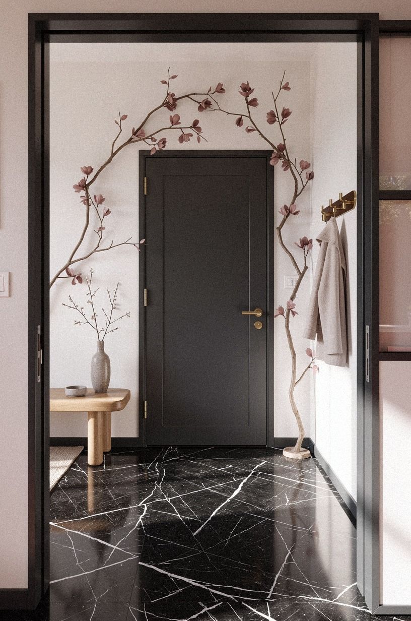 Frame the Door With Faux Branches Instead of Garland