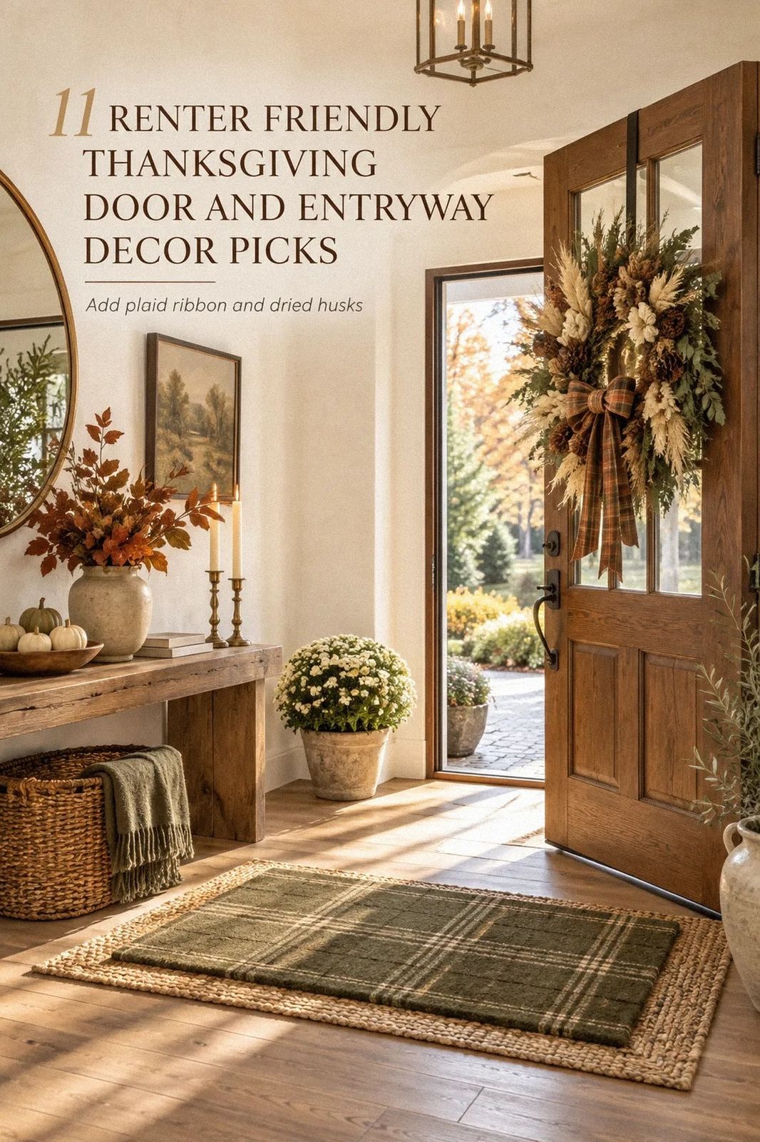 Budget Renter Friendly Thanksgiving Door and Entryway Decor Ideas Without Damaging Walls