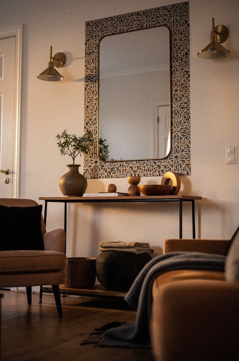 Frame a Mirror With Rental Friendly Wallpaper