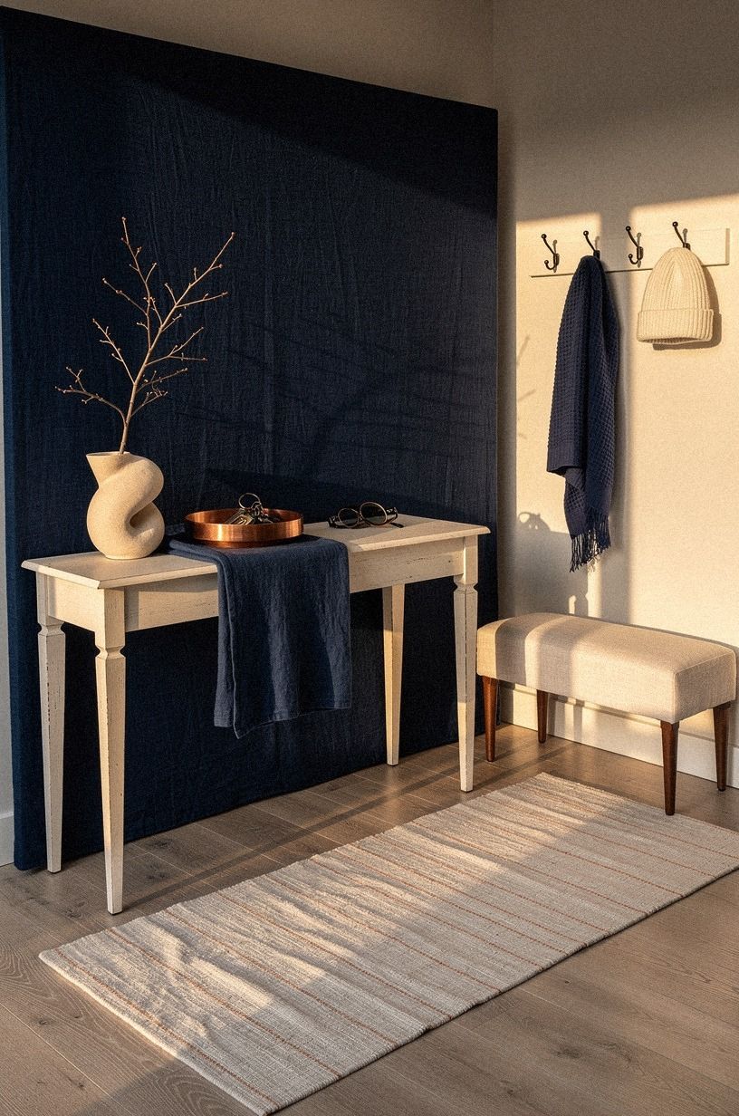 Paint One Portable Backdrop in a Rental-Friendly Winter Entryway
