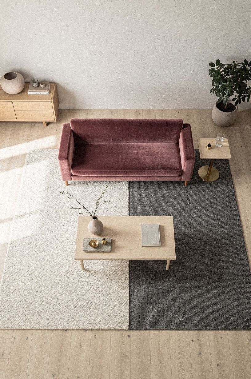 Float the Sofa into a Two-Rug Layout