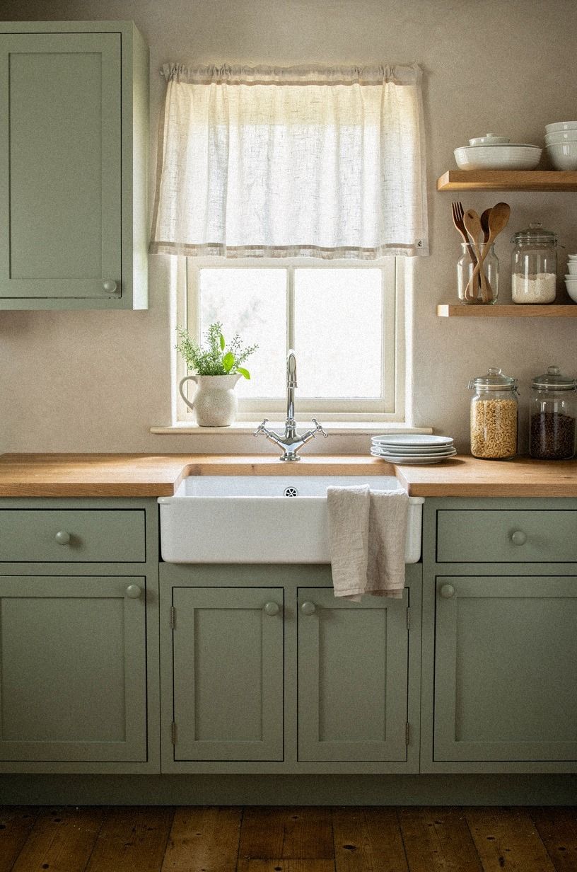 Frame the sink with a linen café curtain