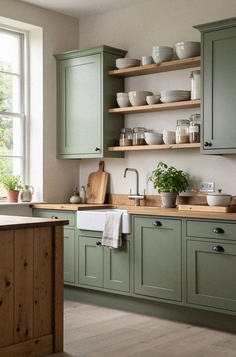 Mix open shelves with closed storage