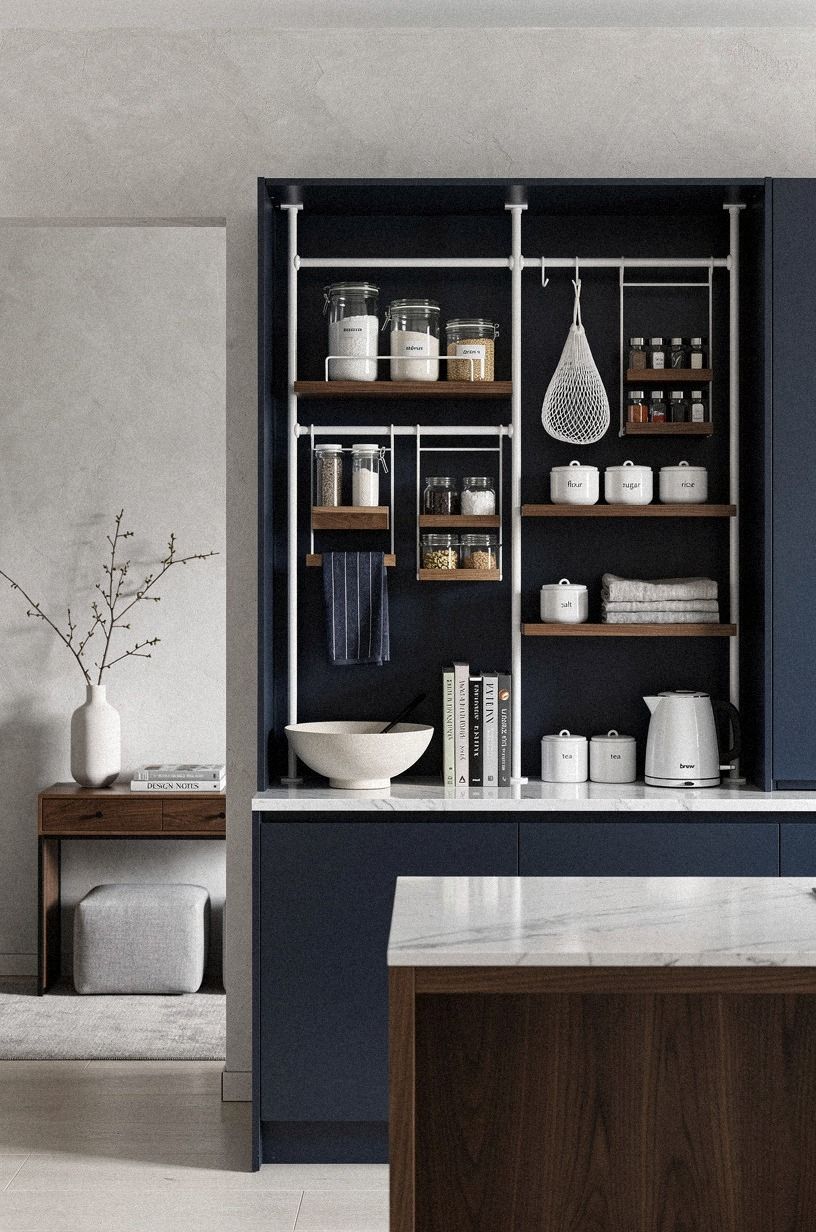 Build a Tension-Rod Pantry Along the Cabinet Wall