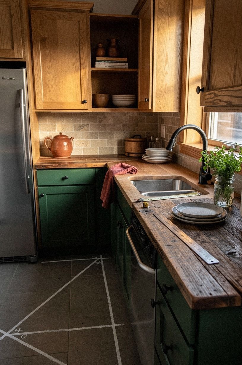 Measure the Galley Work Triangle for Small Apartment Kitchen Ideas