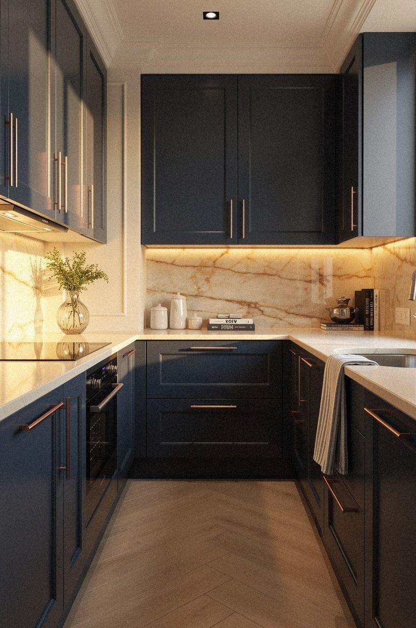 Swap Bulky Knobs for Slim Pulls in Galley Kitchen Decor