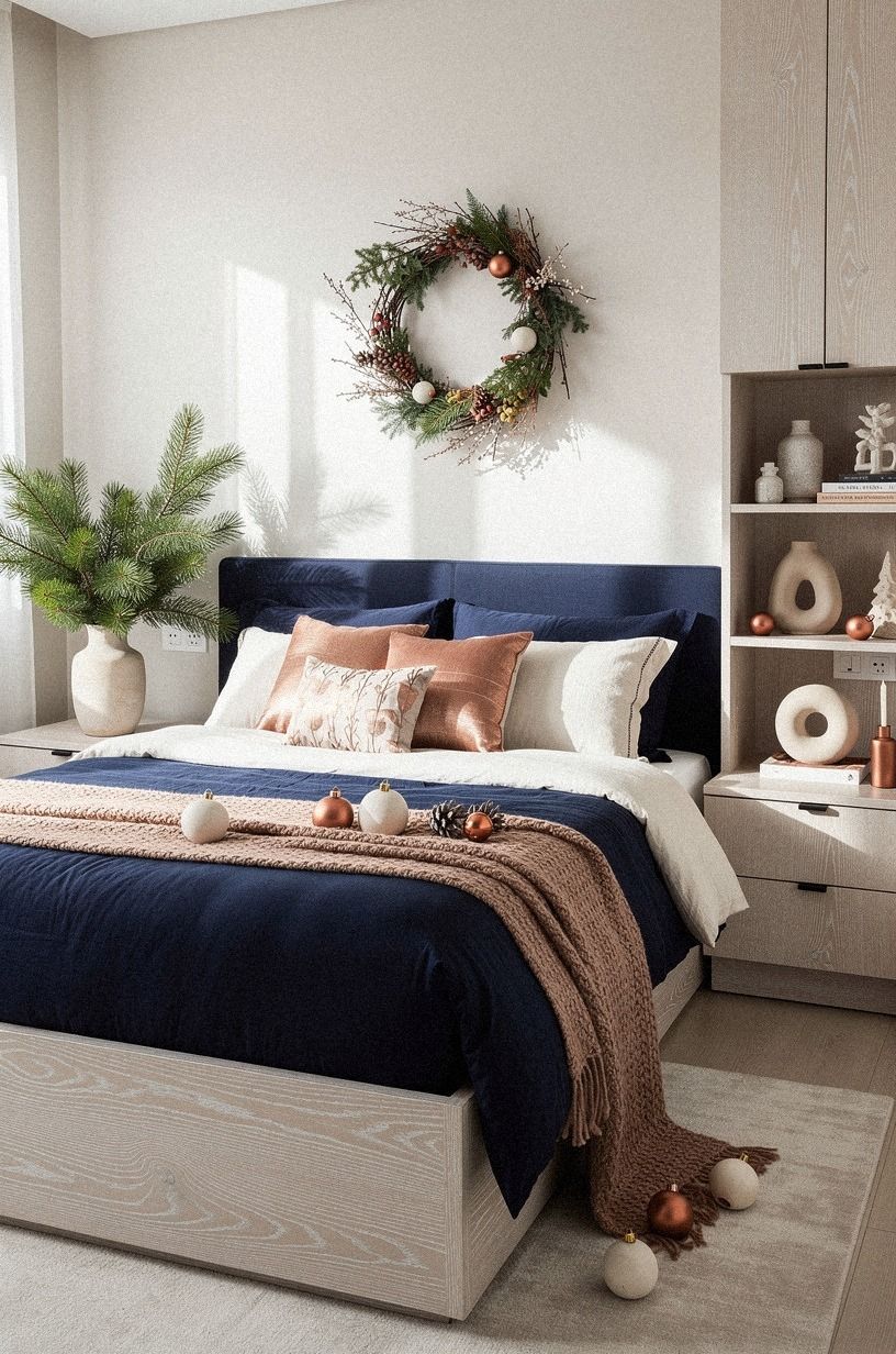 I Made the Bed the Christmas Anchor, midnight blue palette