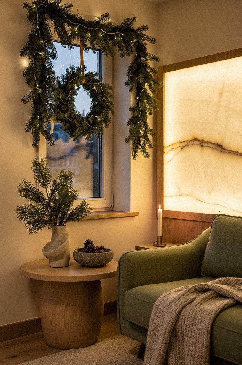 I Used the Walls and Window for Compact Holiday Decor, sage green palette