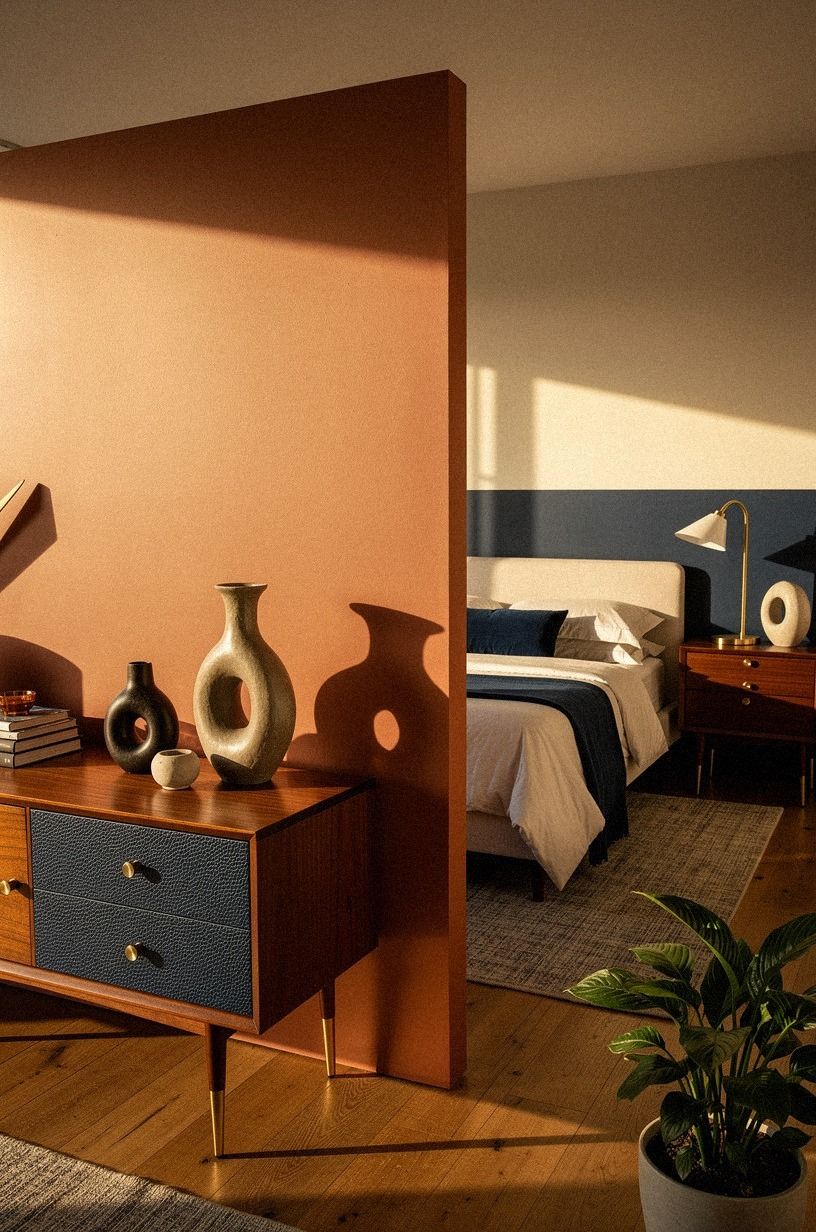 Paint the studio divider with a warm color story