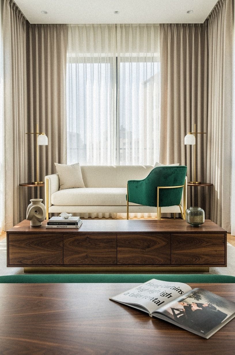 Hang curtains high for a taller rental