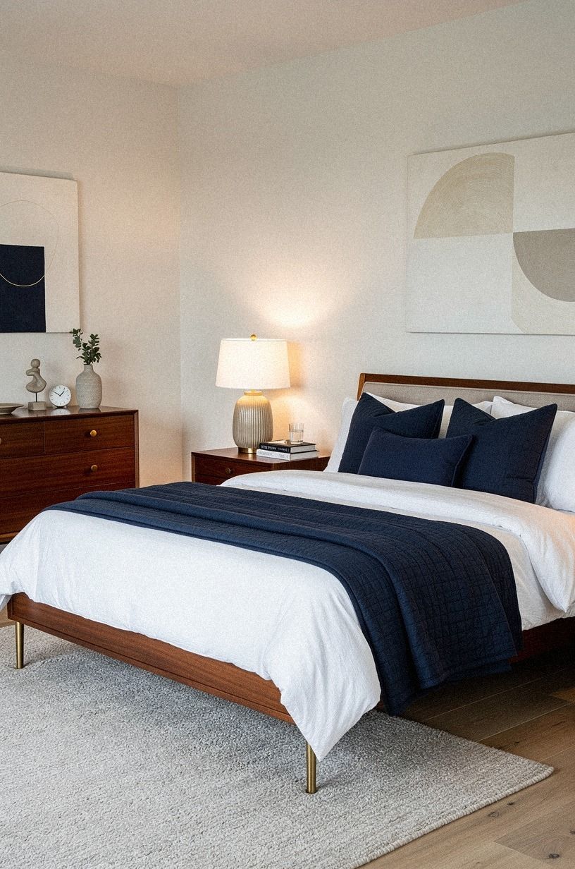 I Chose Bedding That Could Handle Real Life, navy palette