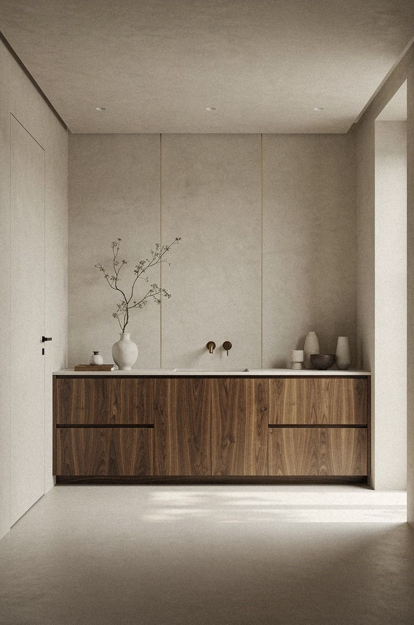 Skip tile borders and continue the plaster overhead