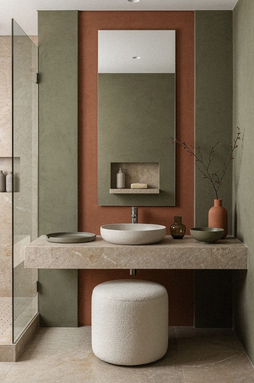 Frame the Mirror with a Terracotta Color Block