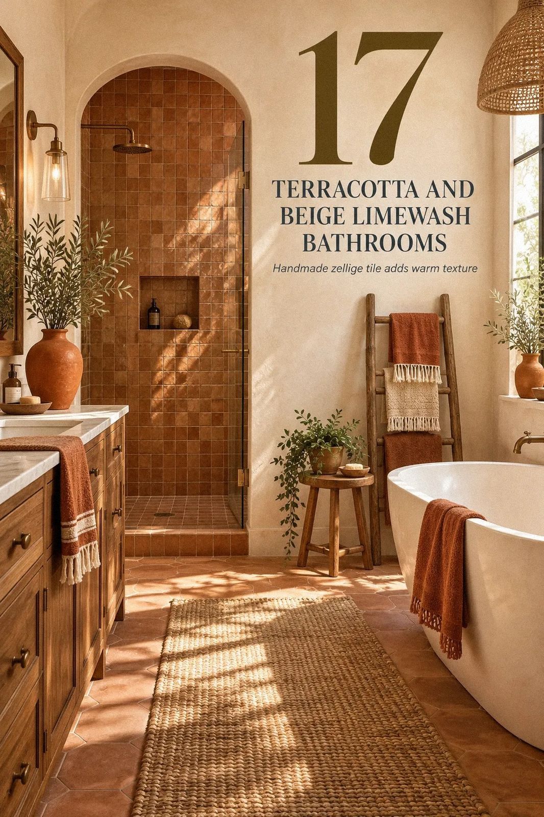 17 Terracotta & Beige Limewash Bathroom Upgrades for Sun-Baked Warmth That Lasts