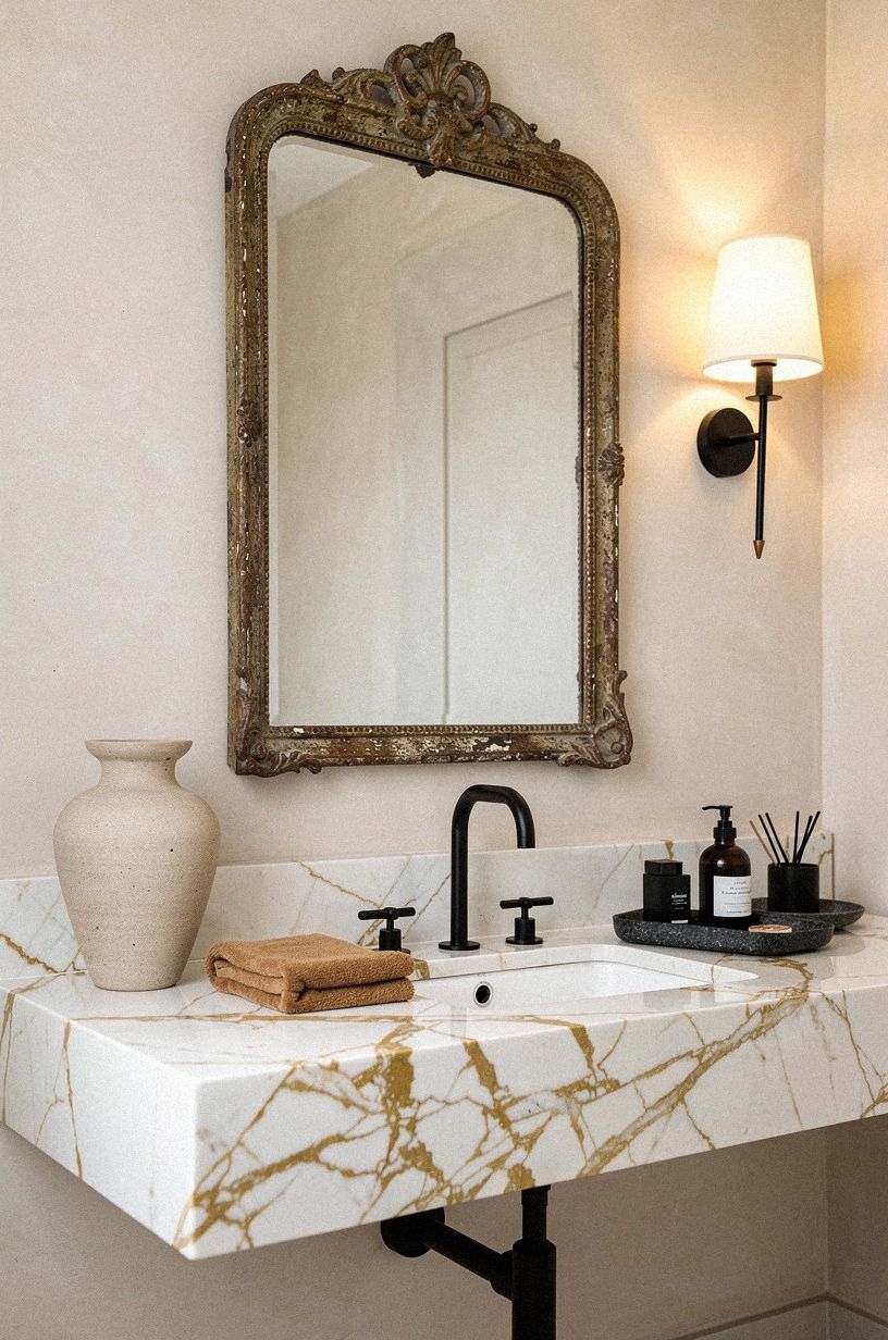 Float an antique mirror over the plaster