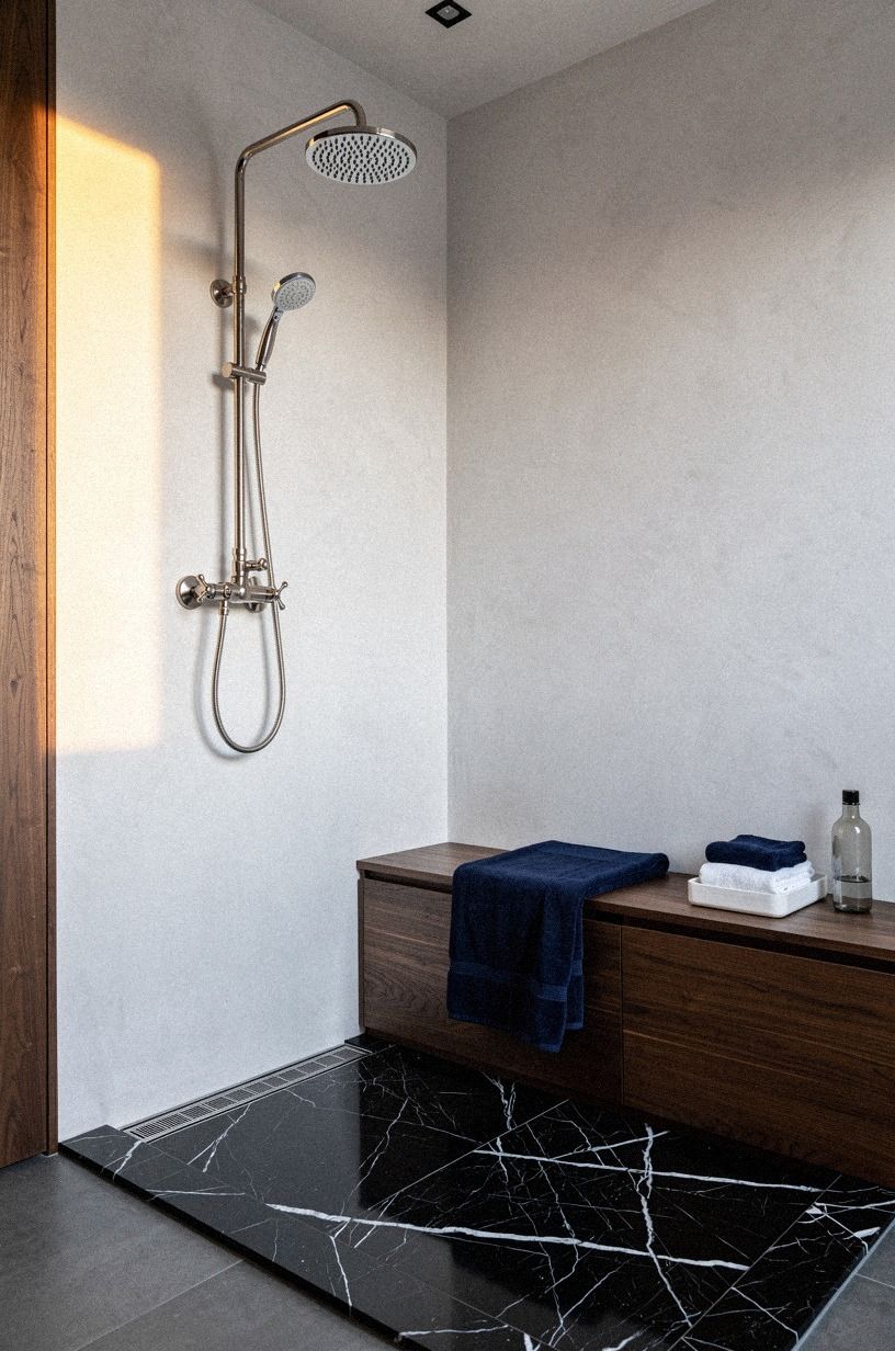 Which antique shower head keeps the plaster calm?