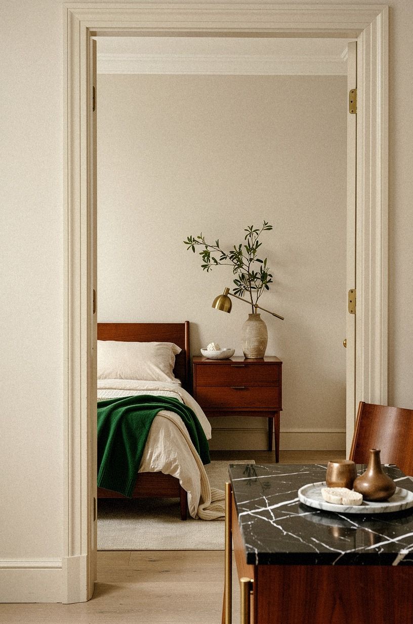 Warm a bedroom with painted trim