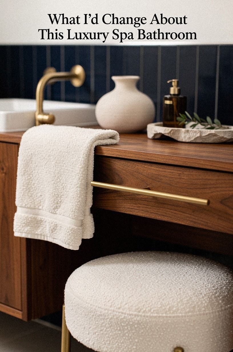 What I’d Change About This Luxury Spa Bathroom, navy palette