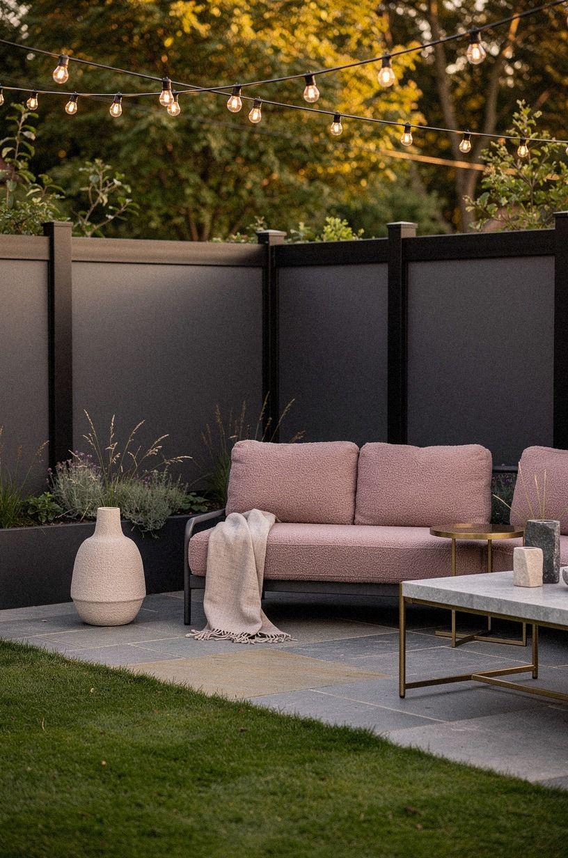 Frame Decorative Fence Panels With Black Posts