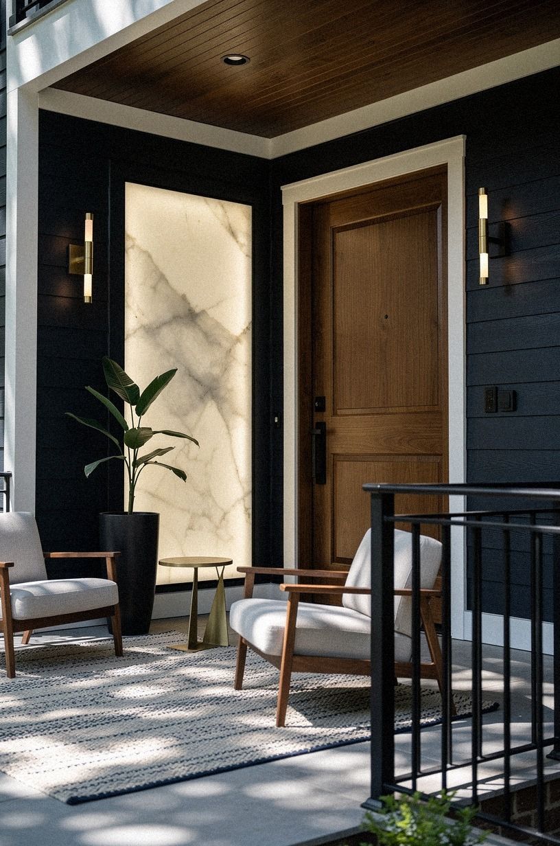 Brass or black for a dark façade?