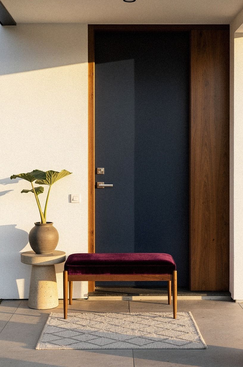 Style the mid-century modern front door entrance with restraint