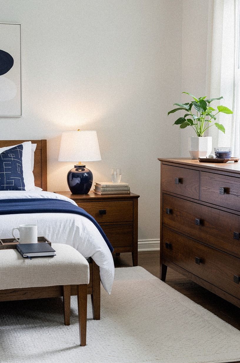 I Reused Furniture and Softened the Lighting, navy palette