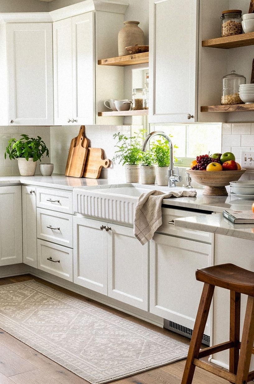 Add a washable runner with a quiet pattern