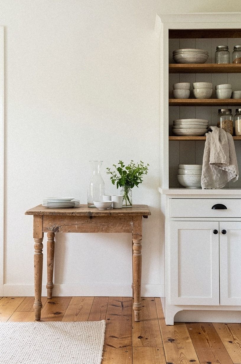 Anchor the room with a small farmhouse table