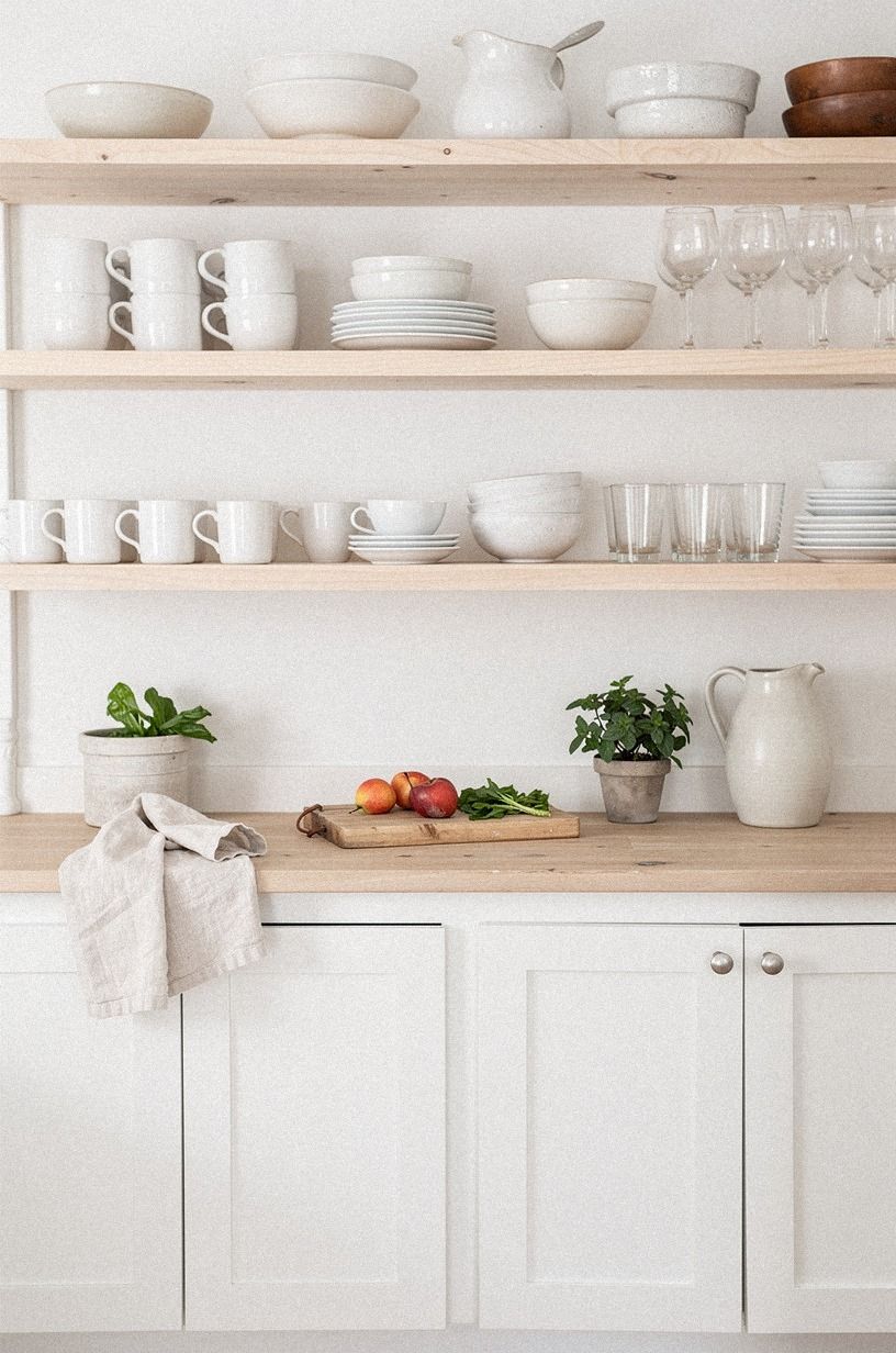 Build open shelving with restraint