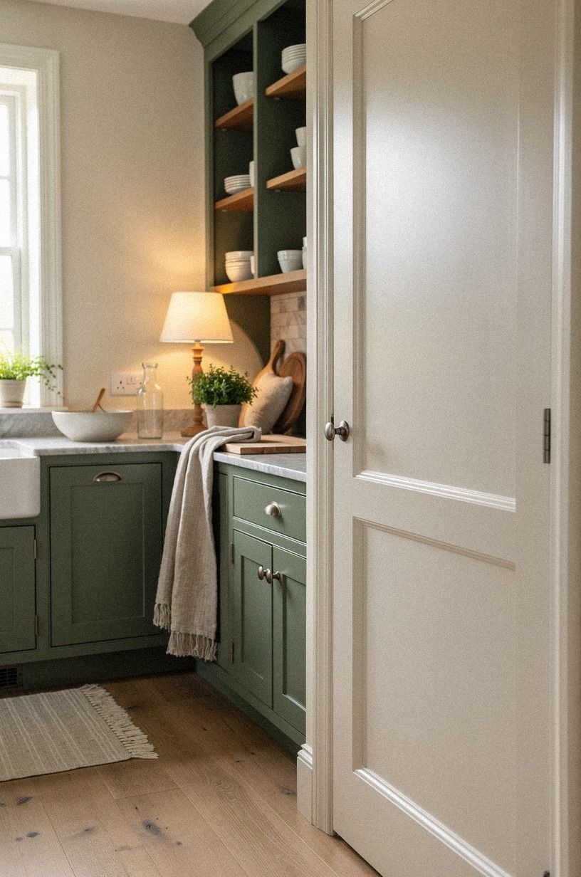 Choose a deeper white for the pantry door