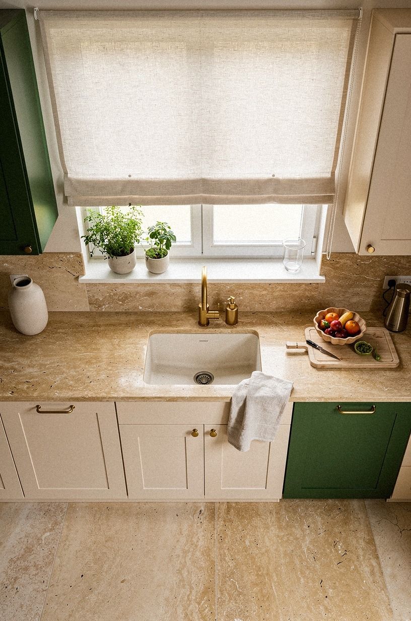 Frame the sink with a linen window shade