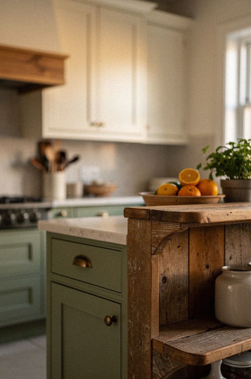 Layer the white and wood kitchen design