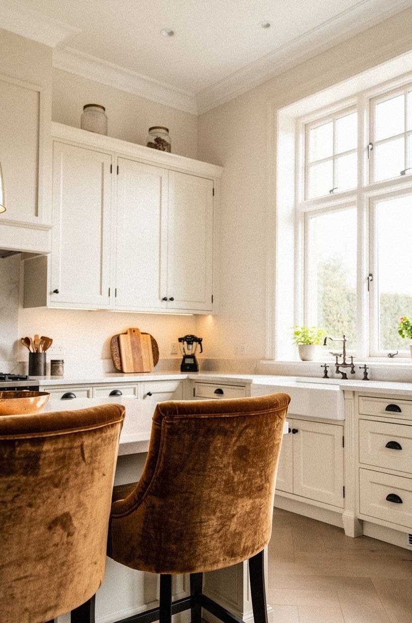 Paint the walls around kitchen interior white