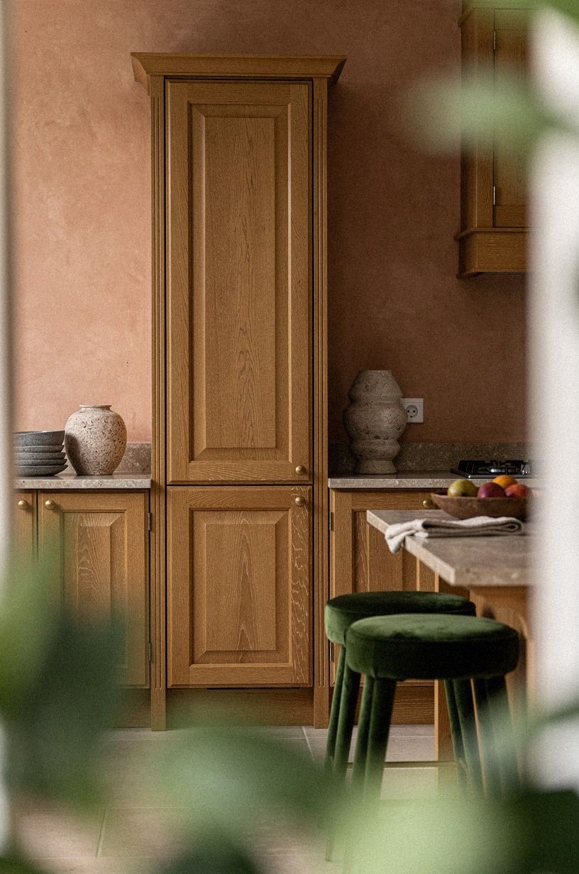 Swap Open Shelves for a Tall Oak Pantry