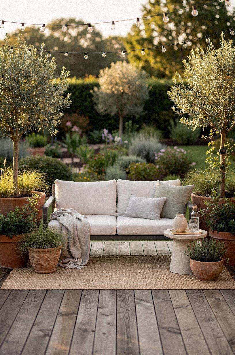 I softened the boards with plants and evening light, terracotta palette