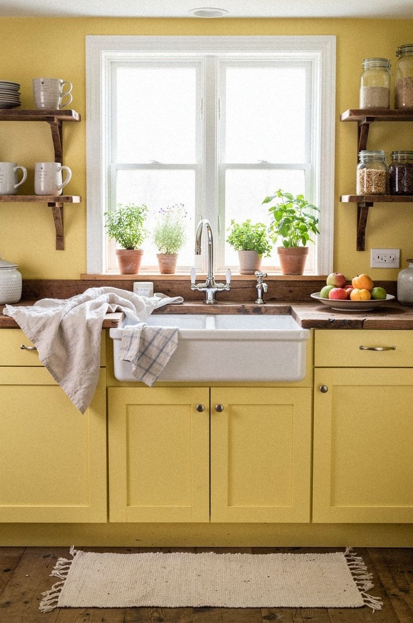 Frame the sink with a striped café curtain