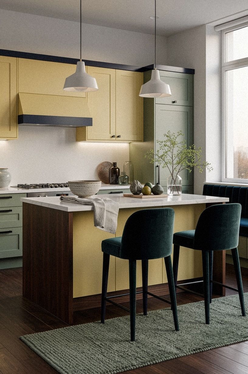 Mix pale yellow with sage green