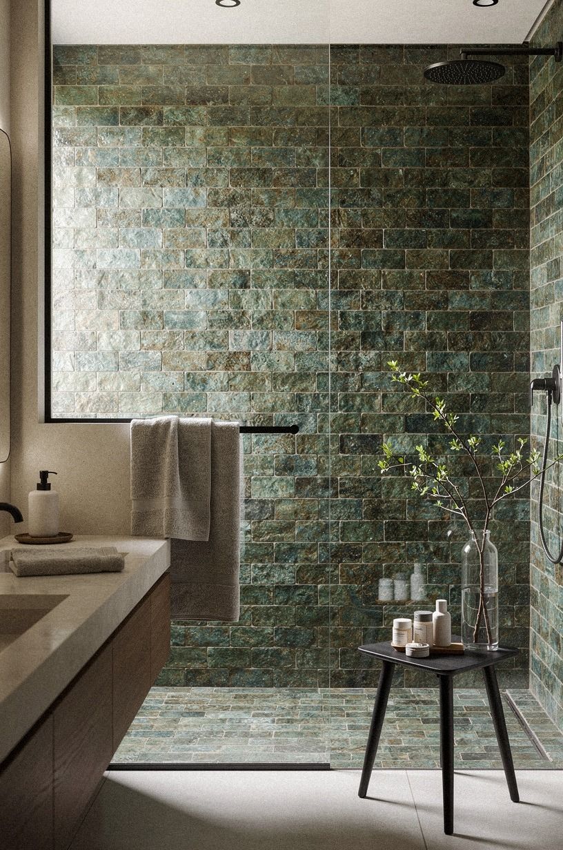 Finish with a classic stacked tile reveal