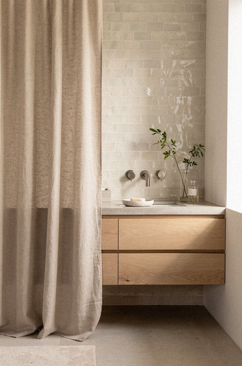 Swap a bulky curtain for soft Belgian flax linen